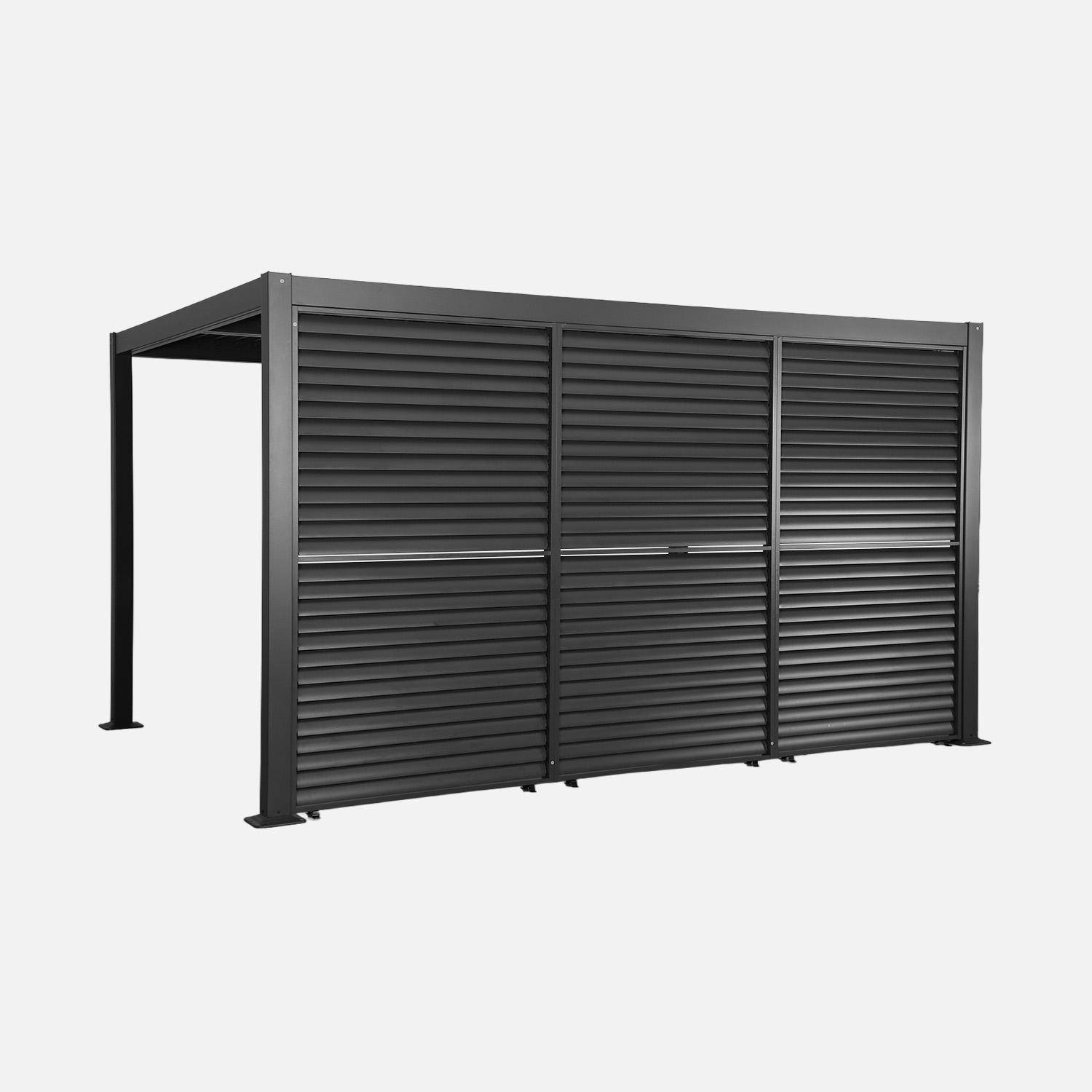 Palace 3x4m + accesorios - Pérgola bioclimática de aluminio y acero 3x4m + 3 persianas de 1.3m con lamas orientables
