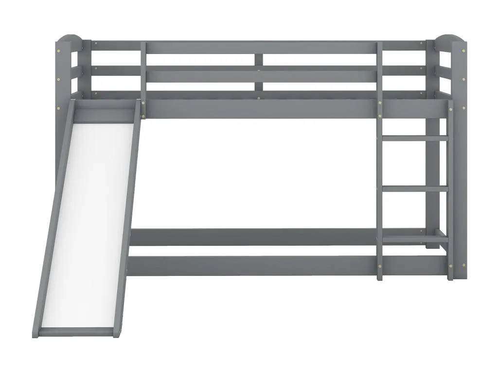 Literas de 2 plazas 2x90x200cm con tobogán y barandilla Estructura de Vivircalido Somier de láminas incluido Gris 88994azoz