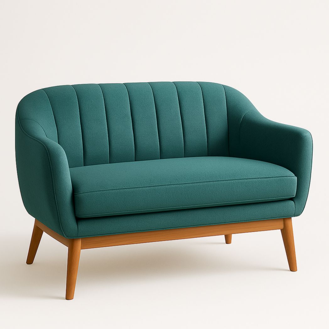 Sofá 2 plazas tela poliéster verde estructura madera 133x75x78 cm