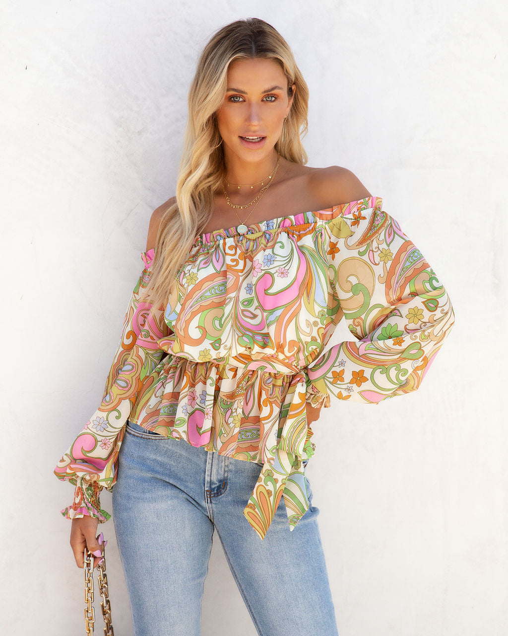 Groovy Gal Paisley Off The Shoulder Top - FINAL SALE - Se7enfashion