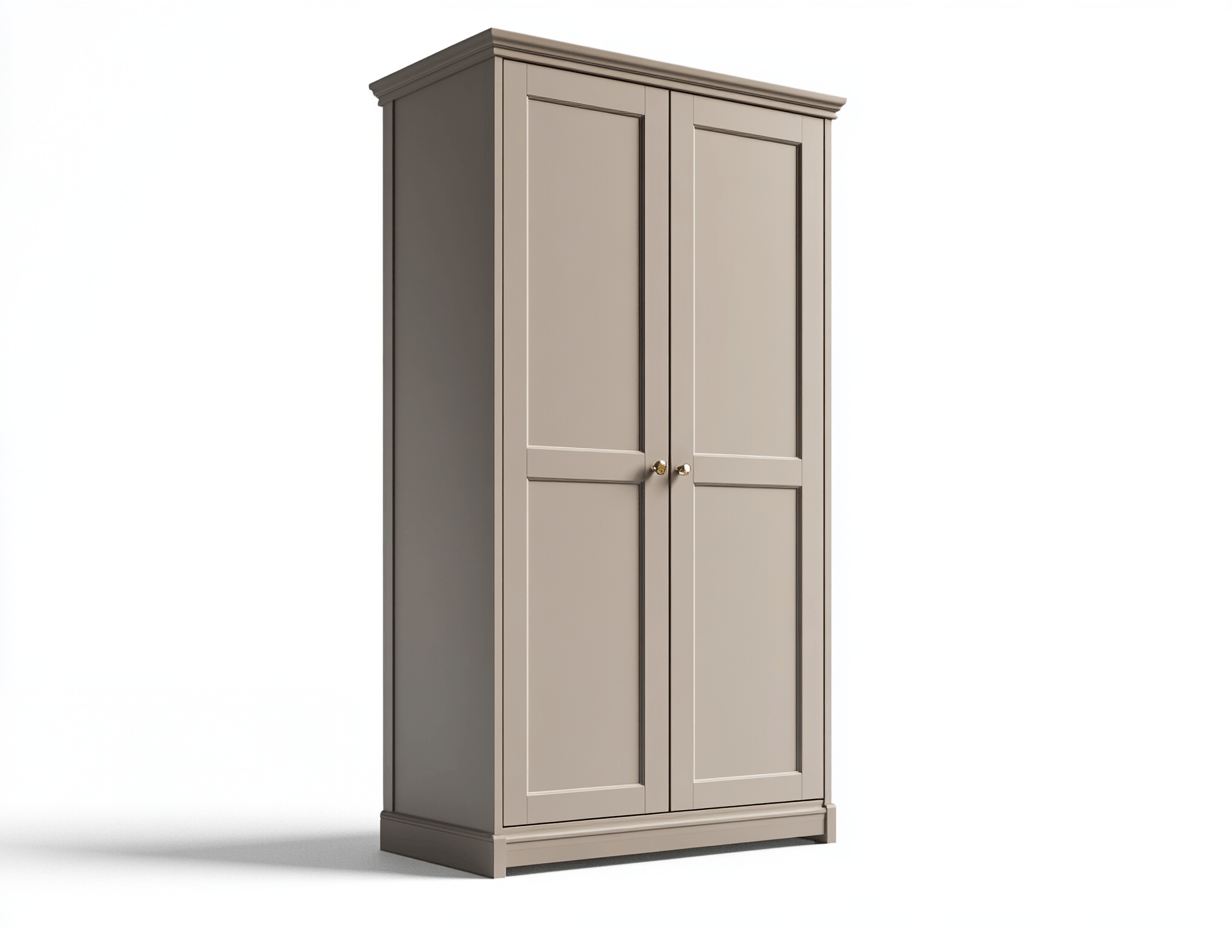 Armario elegante de 2 puertas, color gris claro, material madera, adecuado para interiores, tamaño: 60x40x180 cm
