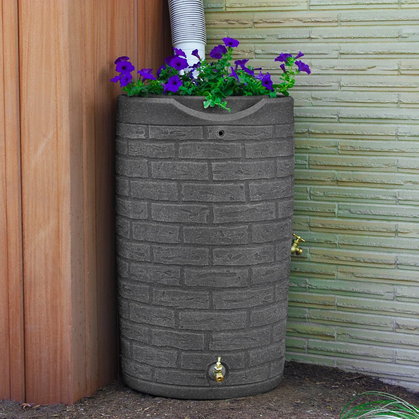 Good Ideas IMP-D50-DAR Impressions Downton Rain Saver Rain Barrel, 50 Gallon, Dark Granite - Image 2