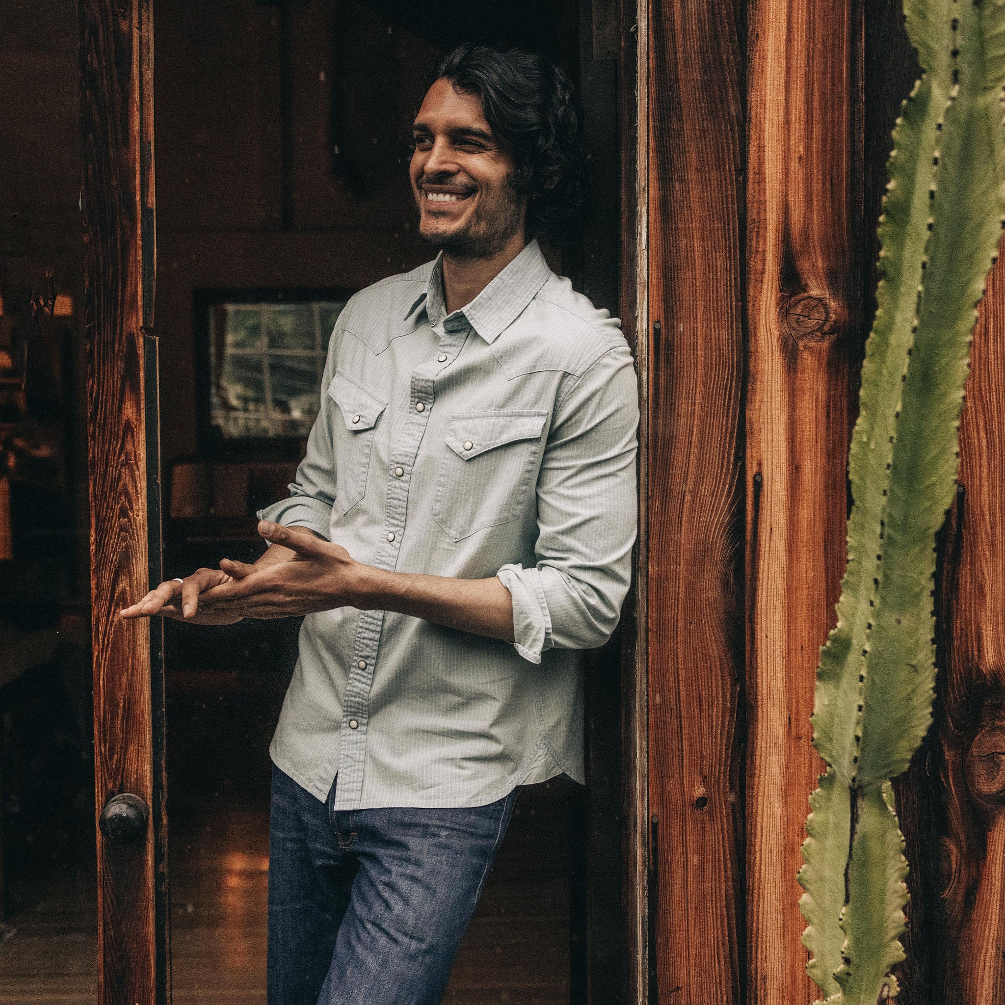 The Western Shirt in Bleached Indigo Stripe