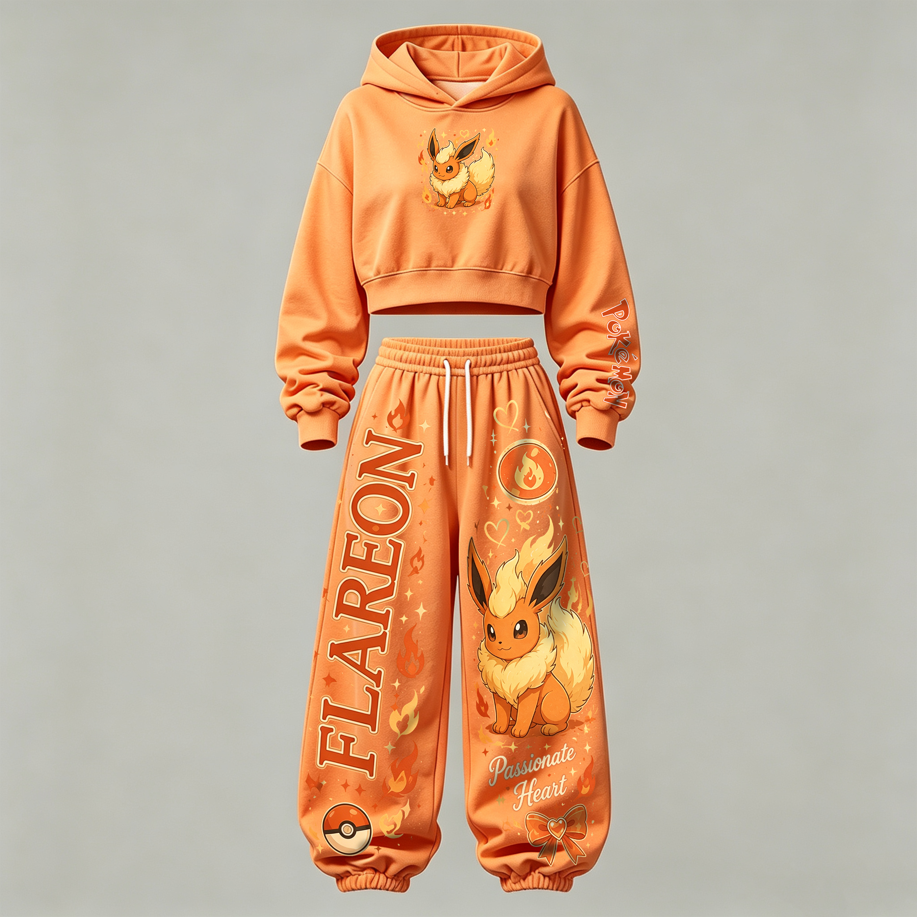 Pokémon Cropped Long Sleeve Hoodie & High Waist Jogger Pants Two Piece TeeThreads Sustain the Scene with Custom Apparel