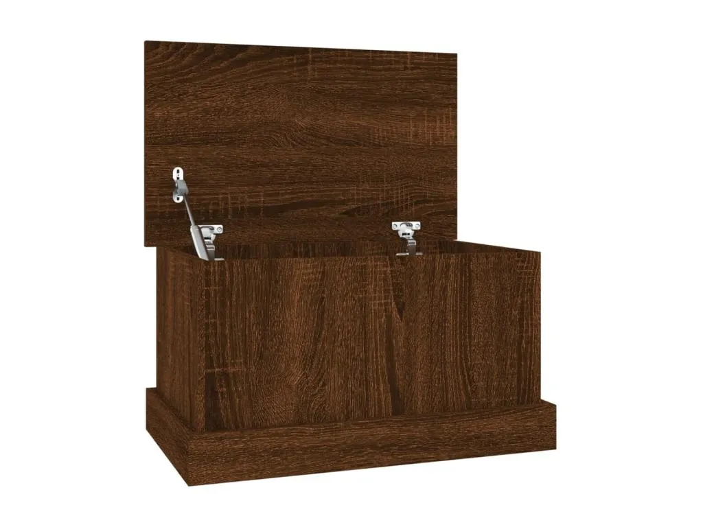 Caja de almacenamiento de roble marrón 50x30x28 cm de madera contrachapada lom3615675