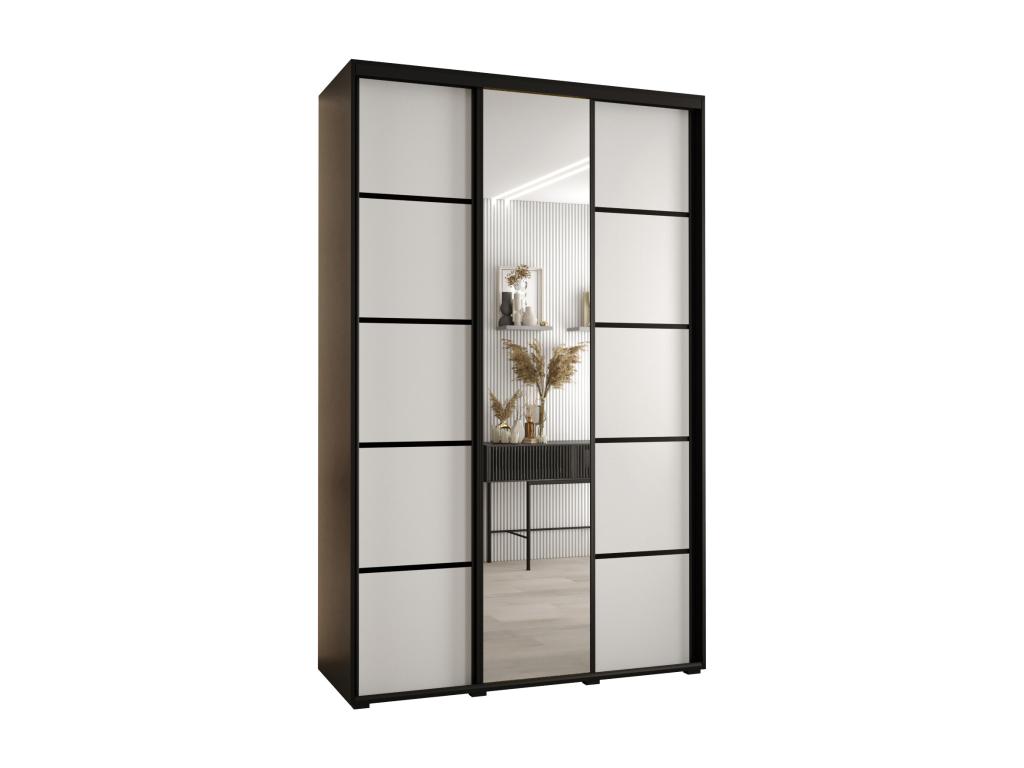 ARMARIO DAVOS 5 DE PUERTAS CORREDERAS 235,2/160/60 3 puertas (Negro/Blanco/Negro)