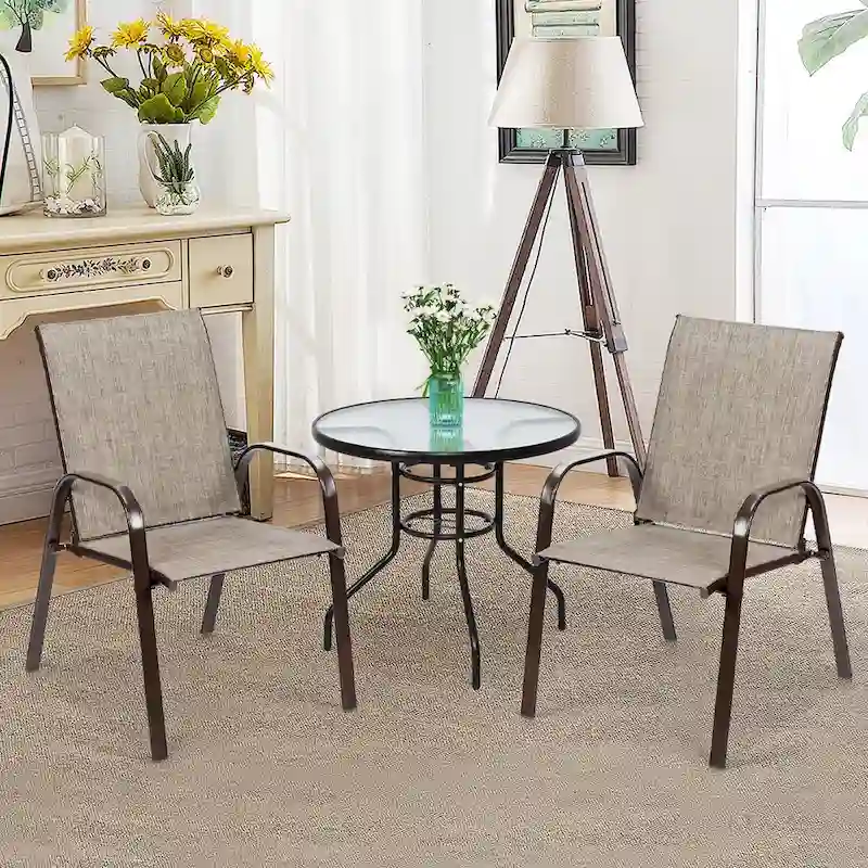 Costway Set of 4 Patio Chairs with Armrests for Garden and Deck - View Details
