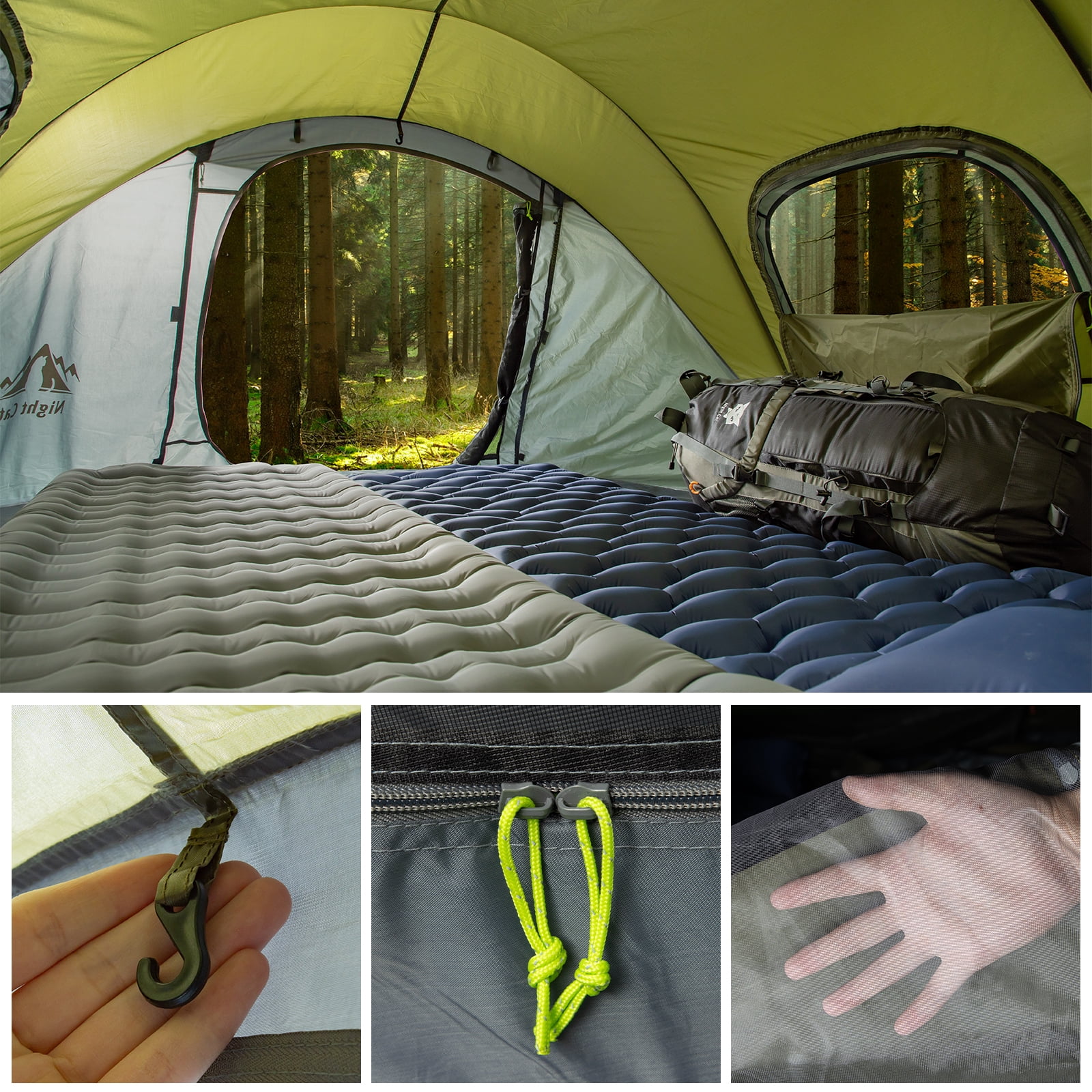 Night Cat Pop-Up Camping Tent with Instant Setup, 2-3 Person Tent Family Hiking - Image 6