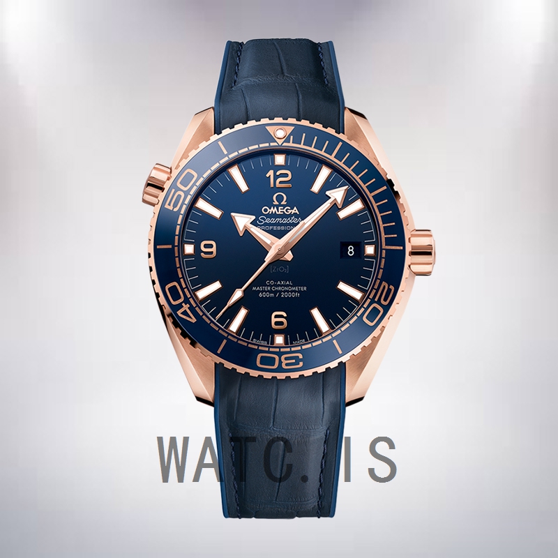 Omega Seamaster Men 45mm 215.63.44.21.03.001 Rose Gold-tone Leather Strap