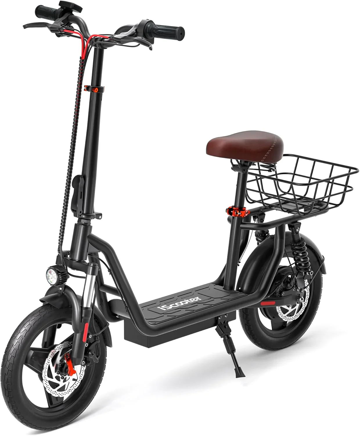 iScooter electric scooter with seat 28/19/15.6 mph top speed dual suspension scooter
