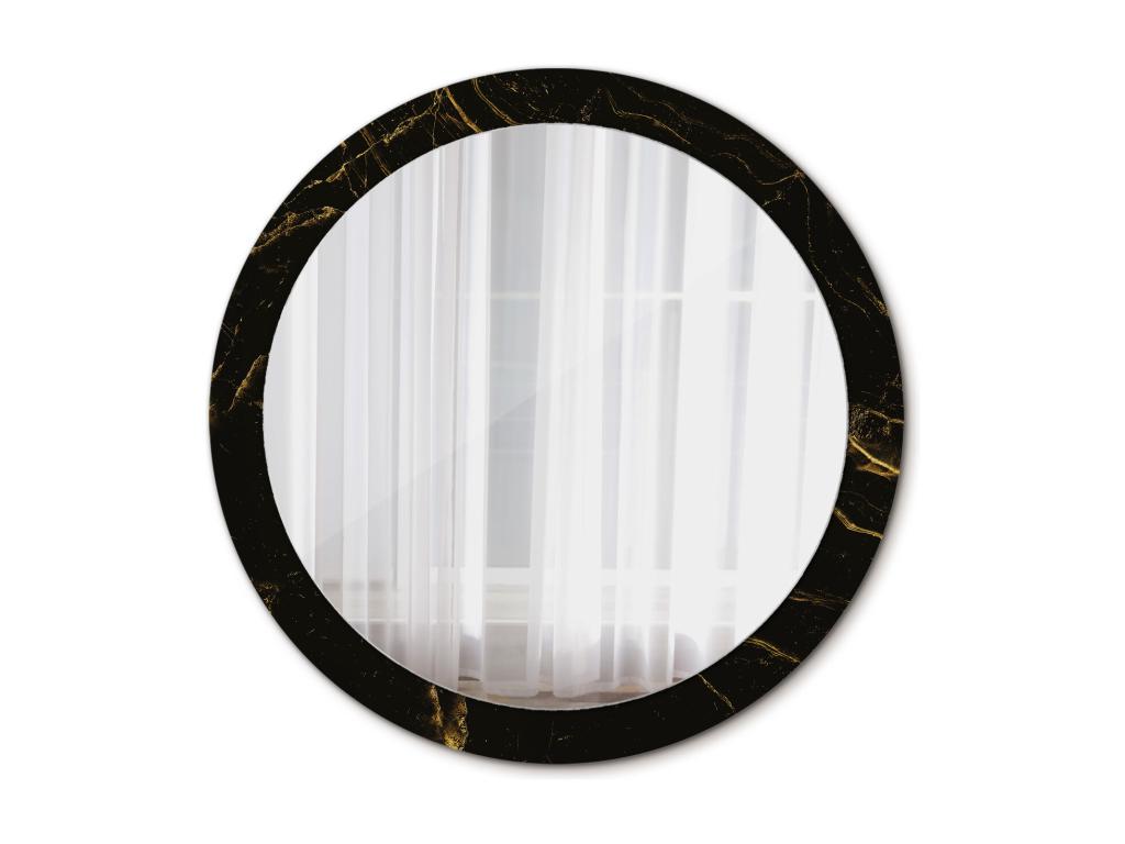 Espejo decorativo redondo - Mármol negro - 90 cm