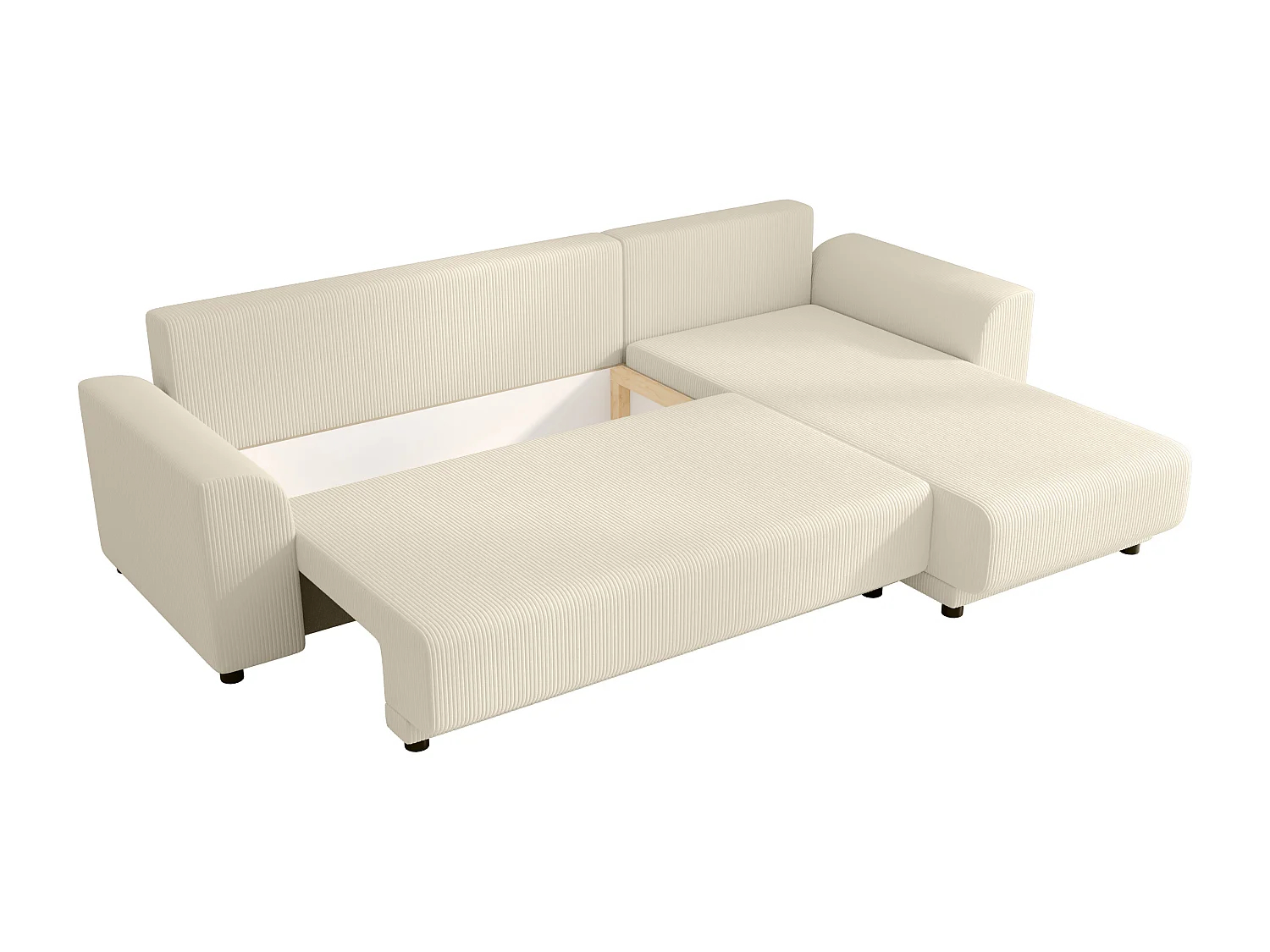 Sofá rinconera reversible de pana beige NESSARO