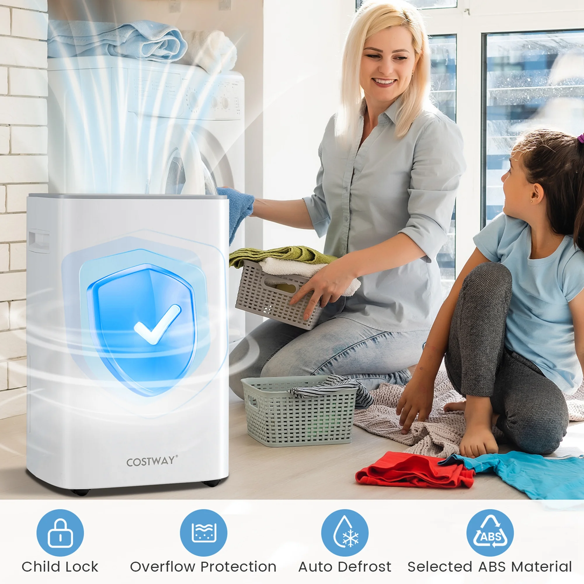 Costway 52 Pint Dehumidifier for Basement 4500 Sq. Ft Portable Dehumidifier 24H Timer - Image 9