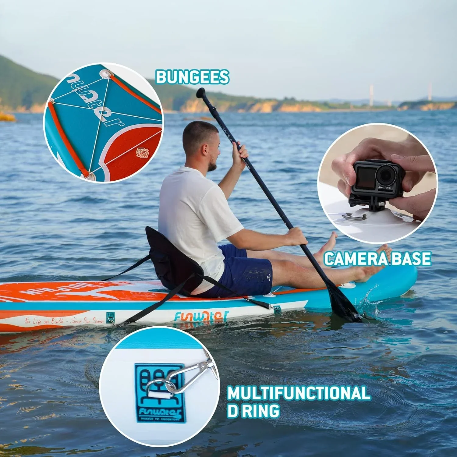 FunWater Inflatable Stand Up Paddle Board, 11 ft x 32 in x 6 in - SUP Paddle Accessories - Image 80 FunWater Inflatable Stand Up Paddle Board, 11 ft x 32 in x 6 in - SUP Paddle Accessories - Image 80