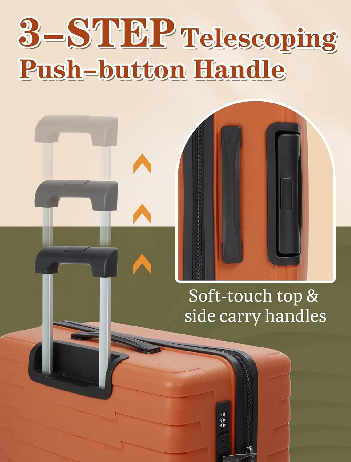 5-piece luggage set with wheels, ABS hardshell suitcase with spinner wheels