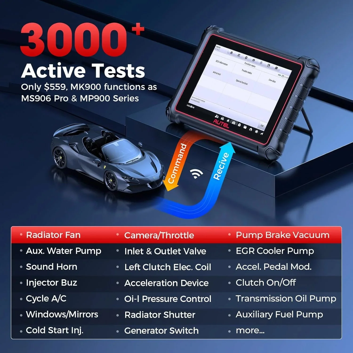 Autel MaxiCOM MK900 Automotive Diagnostic Scan Tool With 40+ Service Functions And Active Tests - MK900 - Image 3 Autel MaxiCOM MK900 Automotive Diagnostic Scan Tool With 40+ Service Functions And Active Tests - MK900 - Image 3