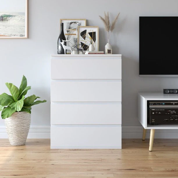 Homfa 5 Drawer White Dresser, Modern Storage Cabinet for Bedroom, White Chest of Drawers Wood Organizer for Living Room - Image 2