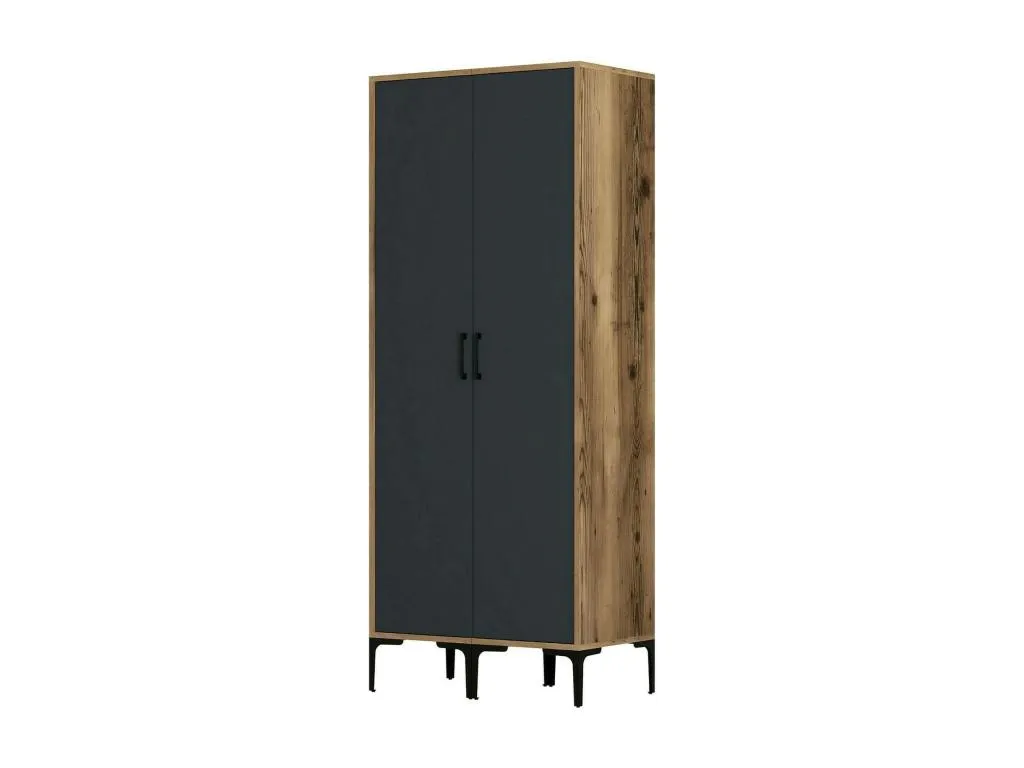 Armario 2 puertas Lluesmamuebles Muebles de dormitorio Vestidor Armario de ropa 80x201h48 cm Nogal y Antracita