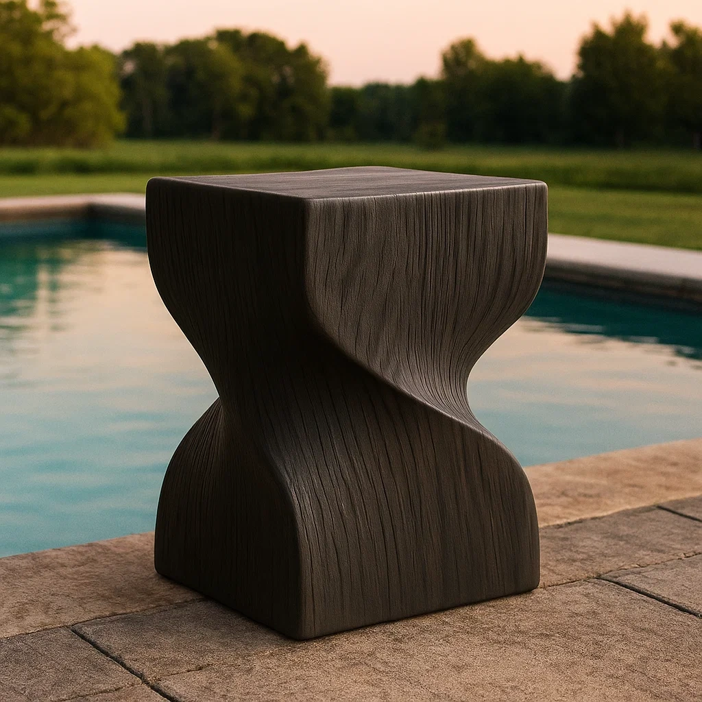 Mesa auxiliar de exterior,marrón,piedra sintética,terraza,36x36x46 cm