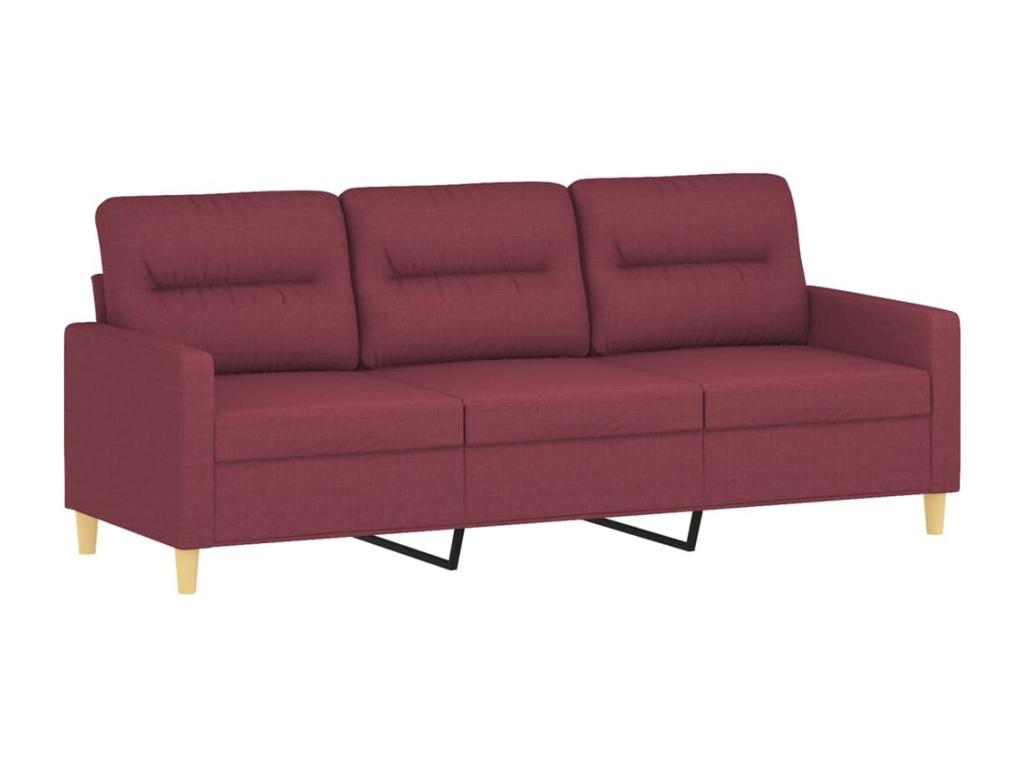 Sofá de 3 plazas de tela rojo tinto 180 cm