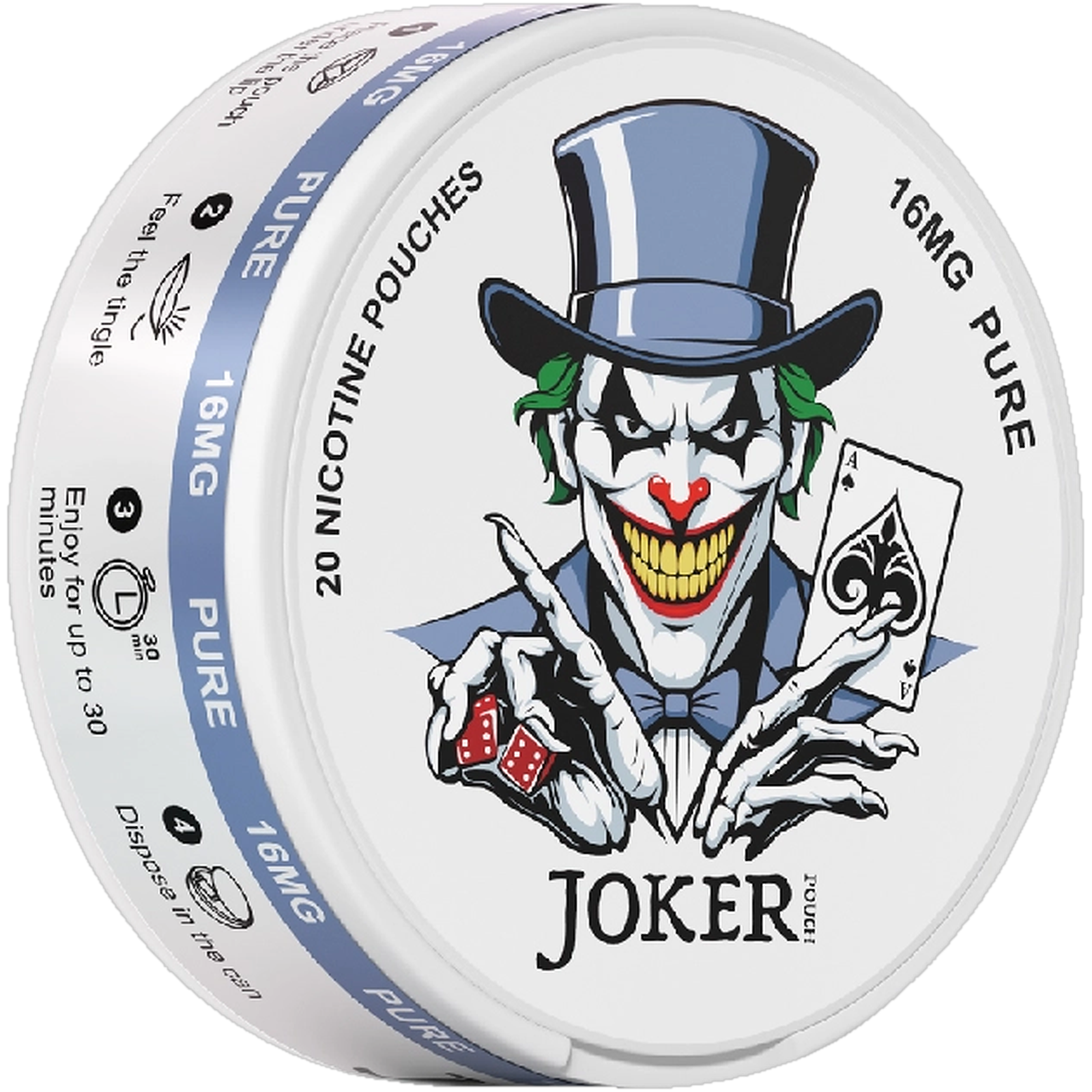 Joker Pure 16mg nicotine pouches (side)