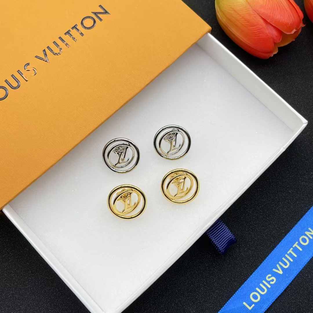 Louis Vuitton Hollow LV Letter Round Earrings - Original Replica Club