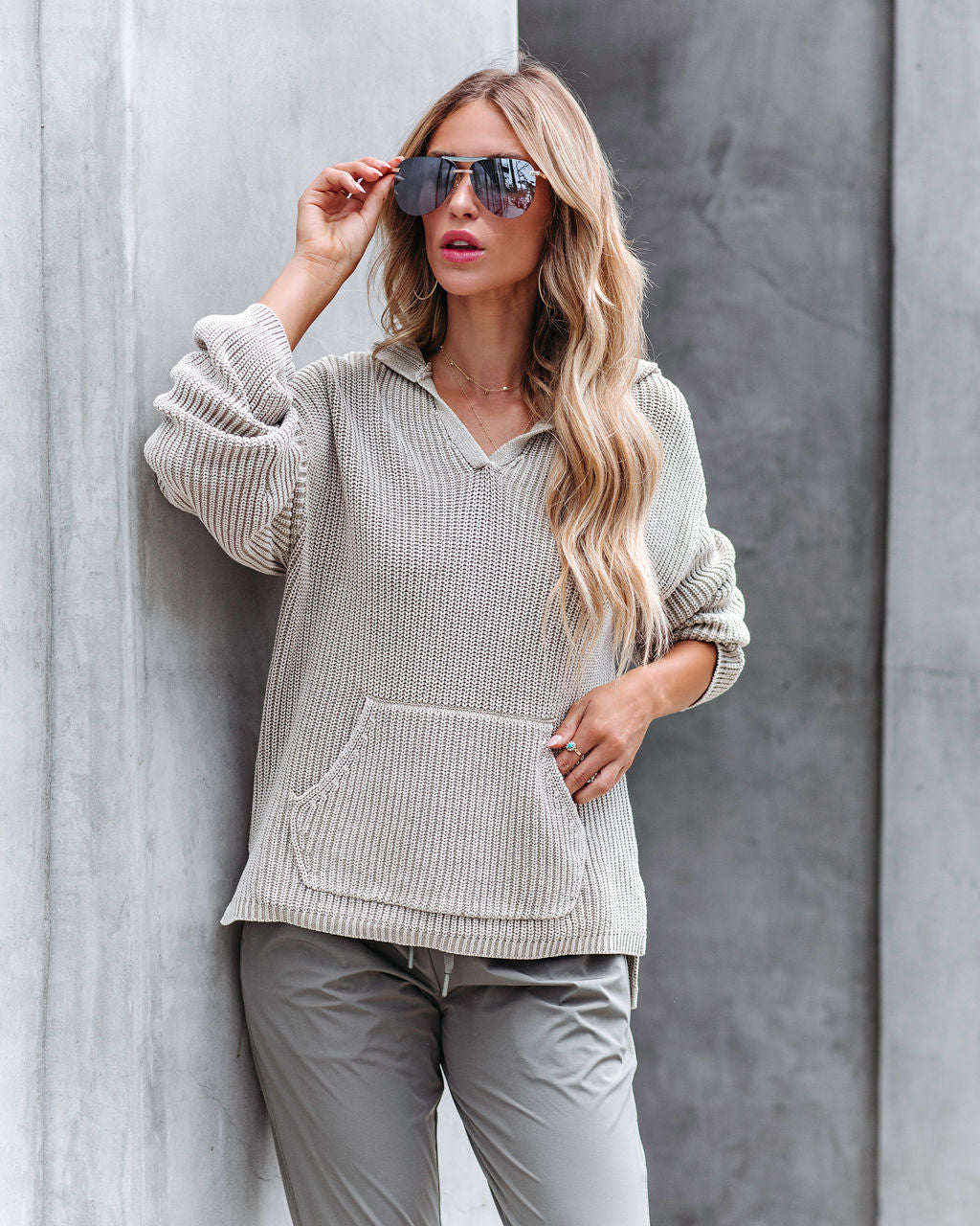 Orion Knit Hooded Pullover Sweater - Taupe - SALE - Se7enfashion