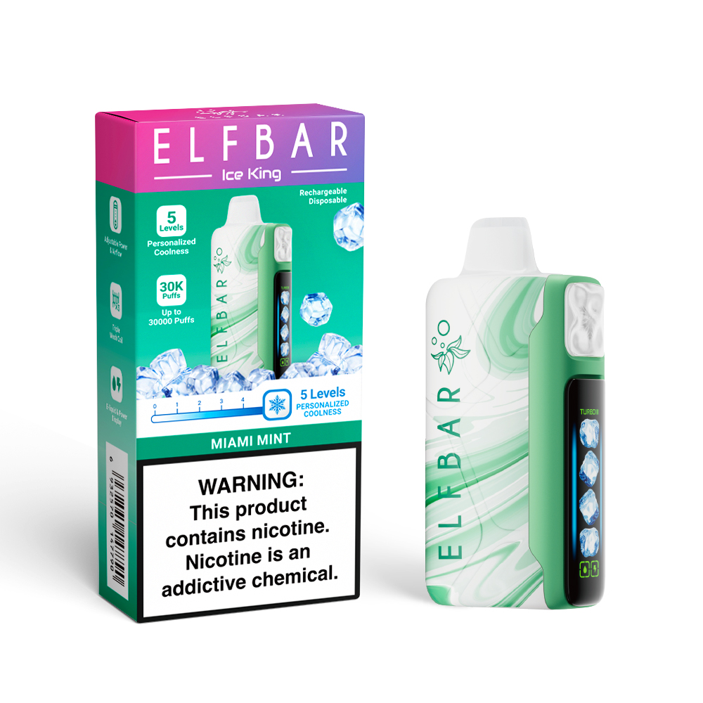 ELF BAR ICE KING 30K cigarette électronique jetable rechargeable (toutes les saveurs)