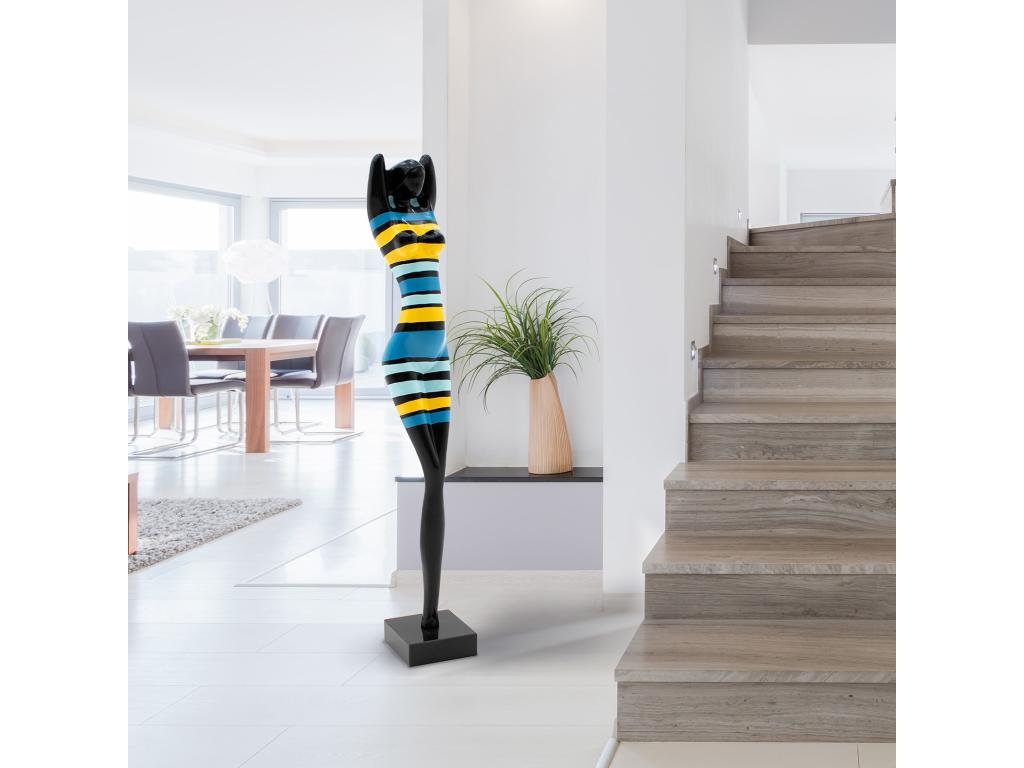 Figura Decorativa Silueta Femenina con Brazos Detrás de la Cabeza Casaplu Amber de Poliresina 19x15x101 cm Multicolor
