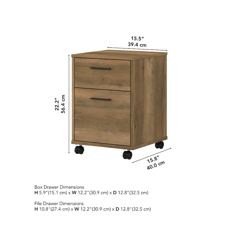 Bush Furniture Key West Mobile File Cabinet with 2 Drawers