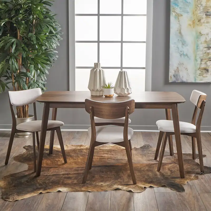 Christopher Knight Home Alma Mid-Century 5-Piece Wooden Rectangular Dining Set