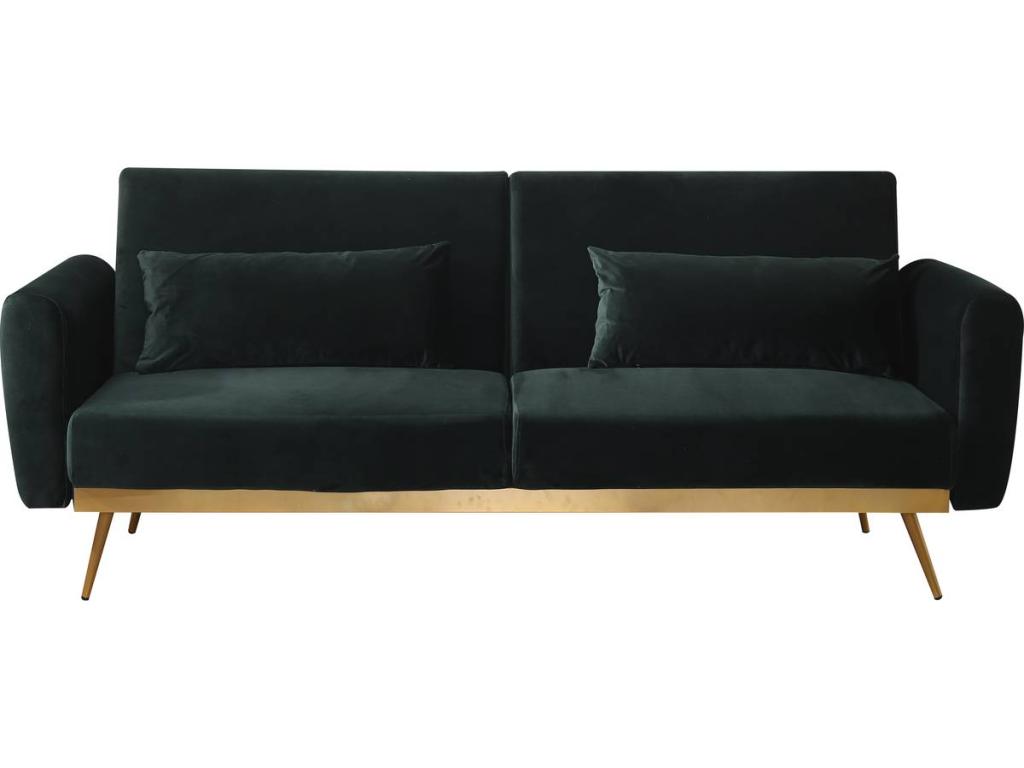 Canapé clic clac velours - 203x81x83 cm - 3 plazas - verde oscuro
