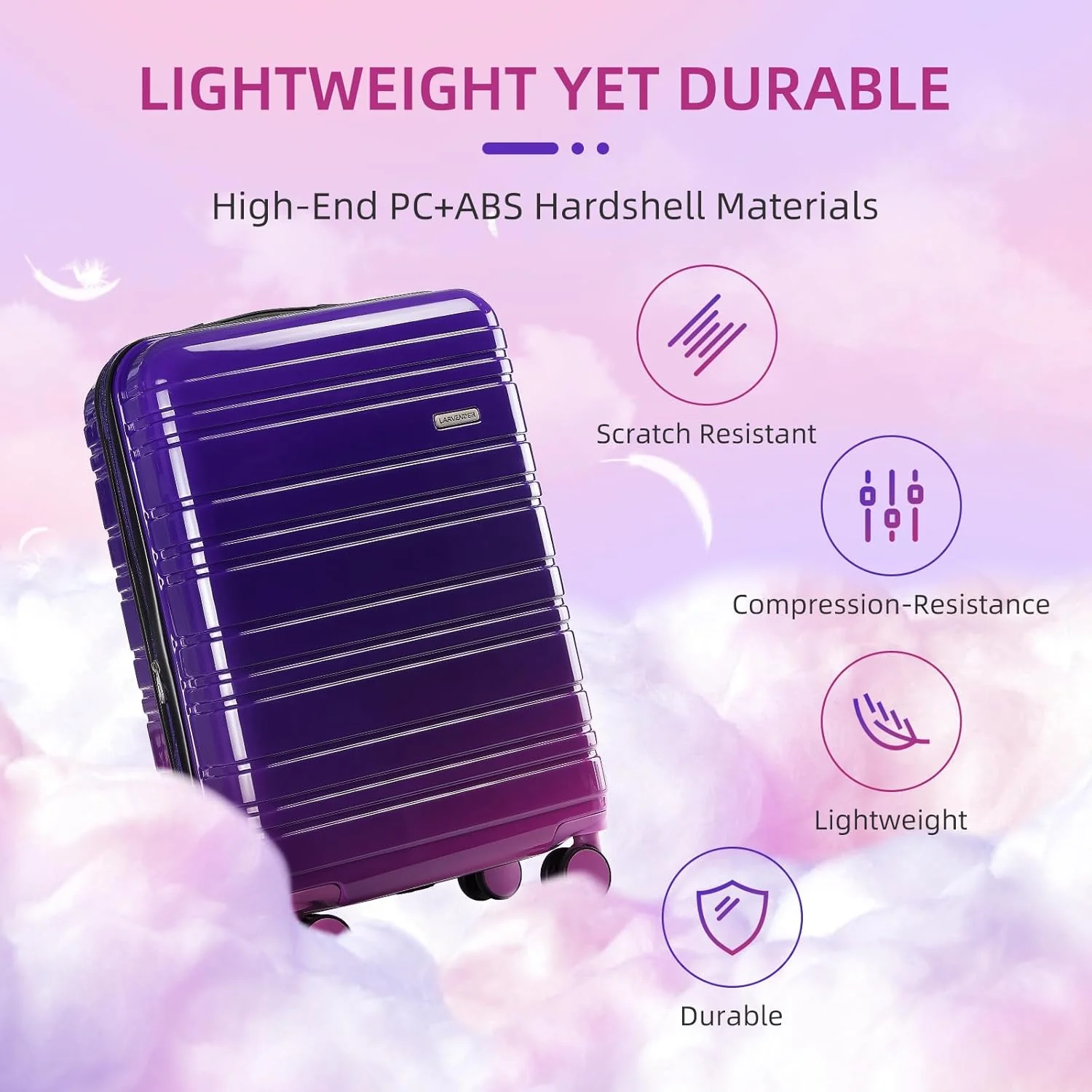 6-piece luggage set, expandable hardshell suitcase set with spinner wheels, lightweight rolling luggage set