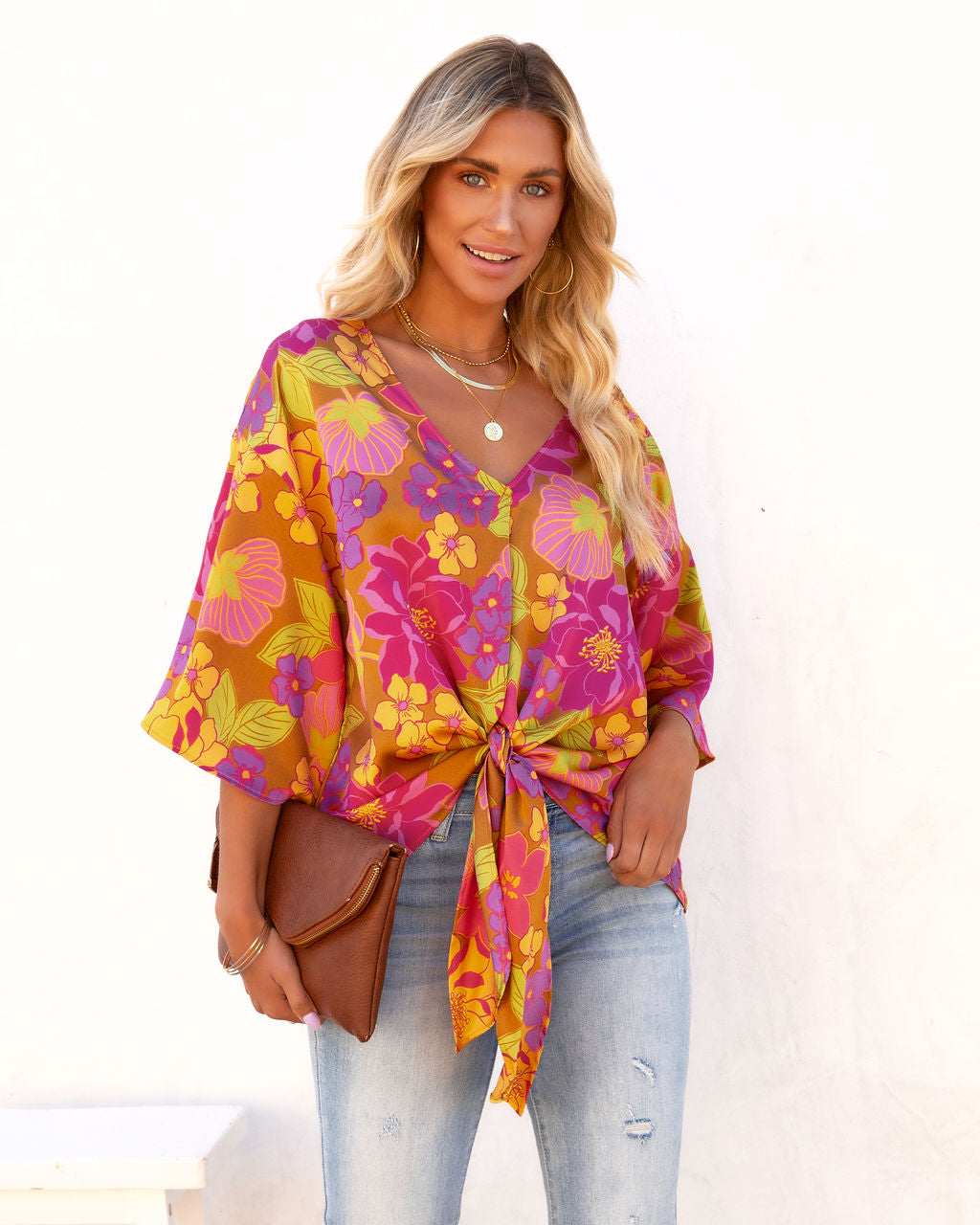 Maui Vibes Satin Front Tie Top - FINAL SALE - Se7enfashion