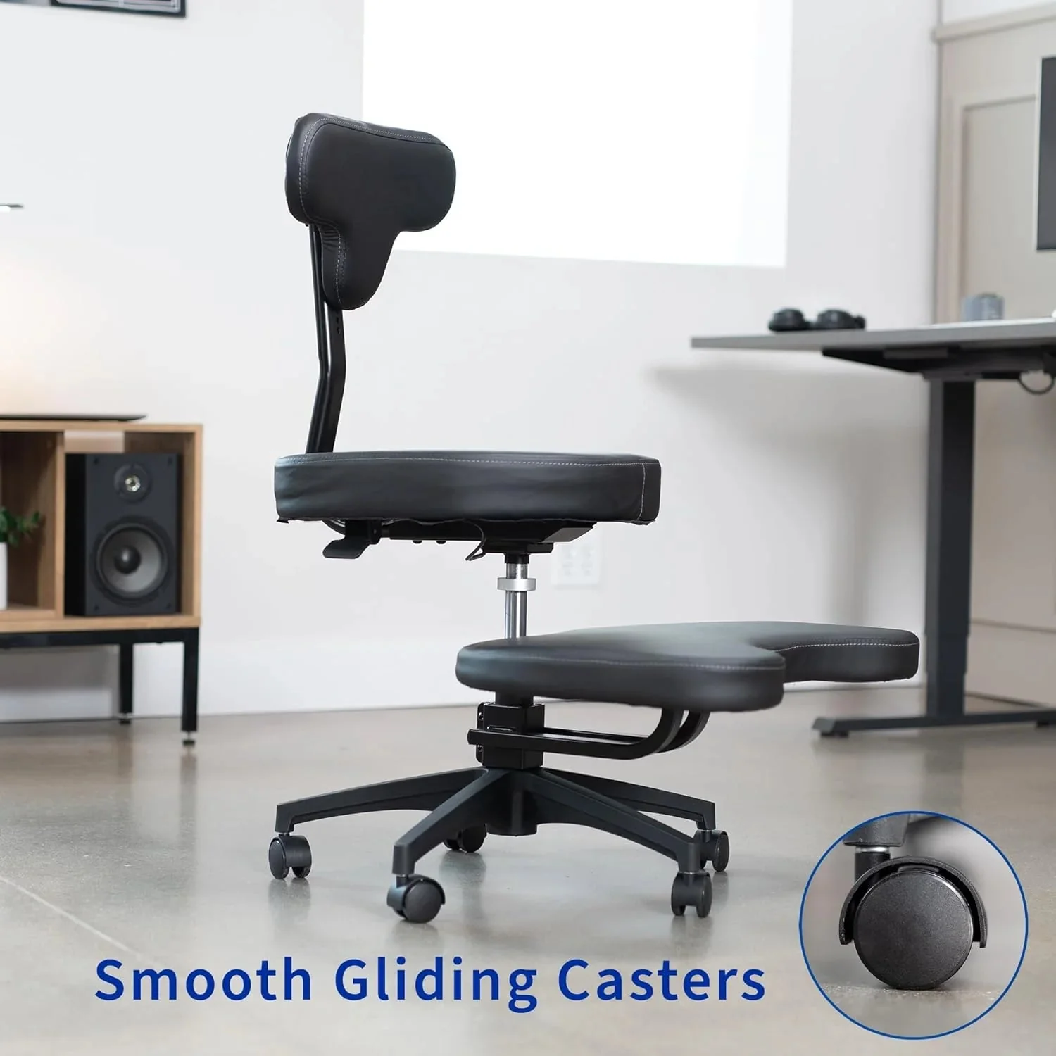 VIVO Cross-Legged Office Chair – Adjustable Height Floor Chair with Back Support for Yoga, Meditation, and ADHD (Black, CHAIR-CL02B-R)