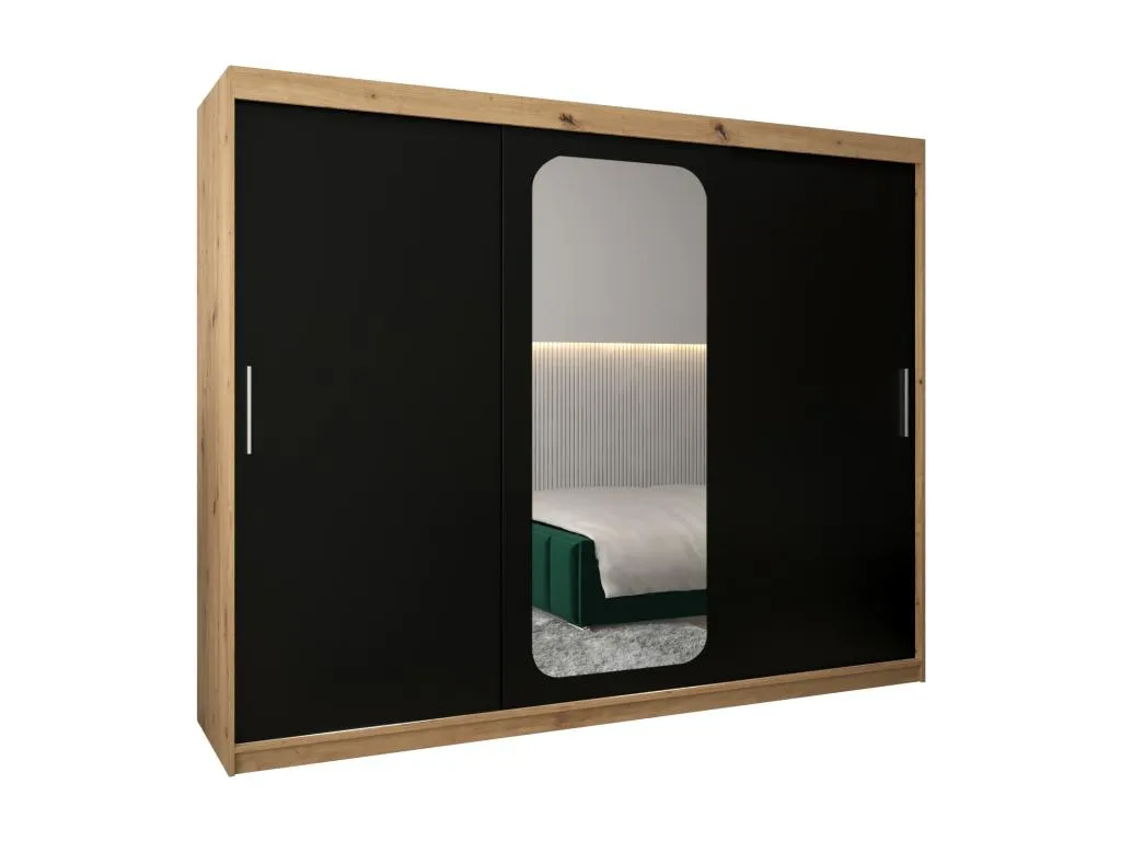 Armario Biocasahogar T2 3 puertas correderas 200/250/62 artisan/negro RH7450285