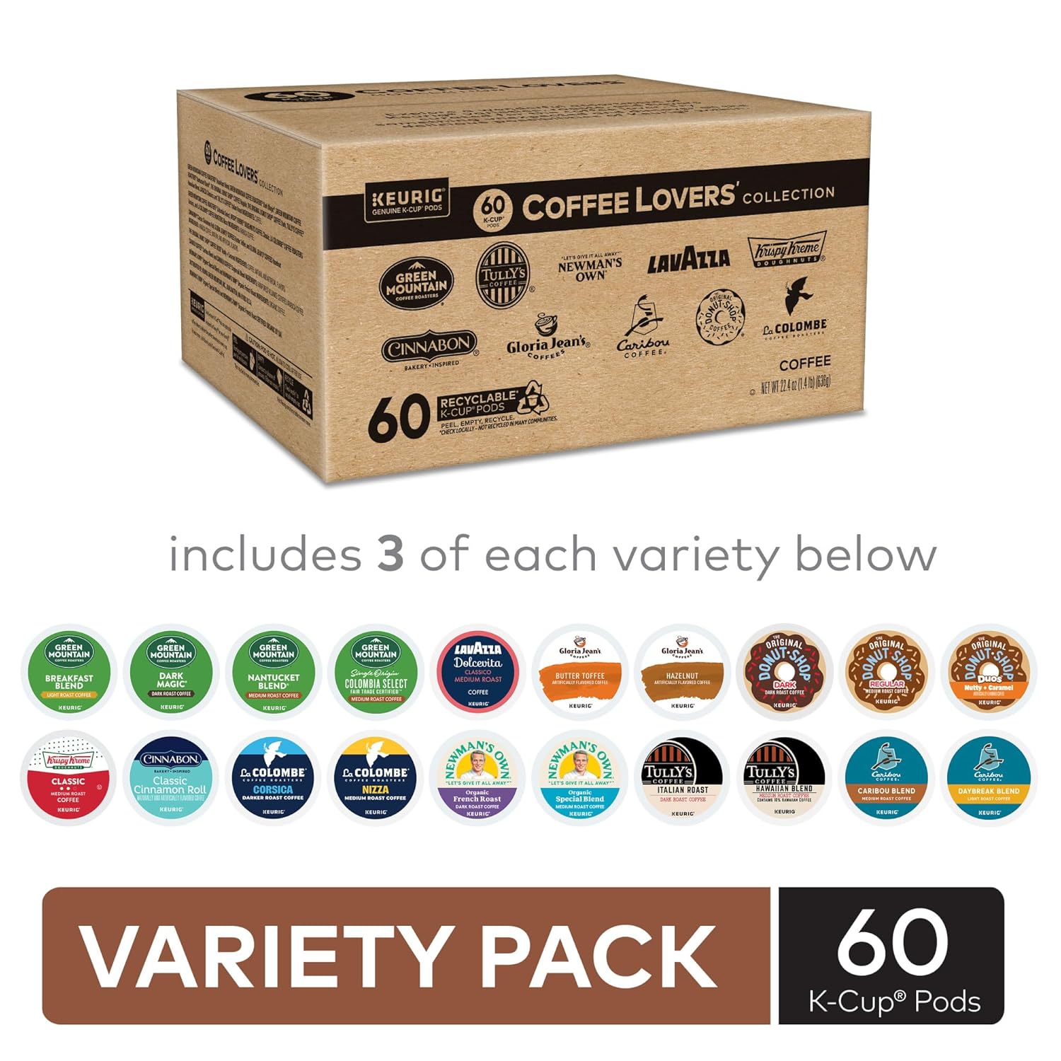 Keurig® Coffee Lover's Collection Variety Pack. Keurig Single Serve K-Cup Pods. 60ct