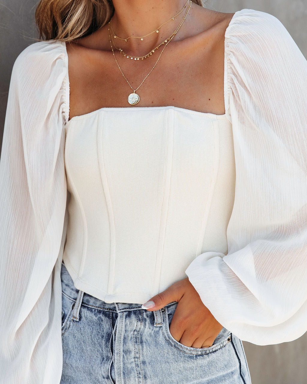 Forever And Ever Contrast Corset Top - Cream - Se7enfashion