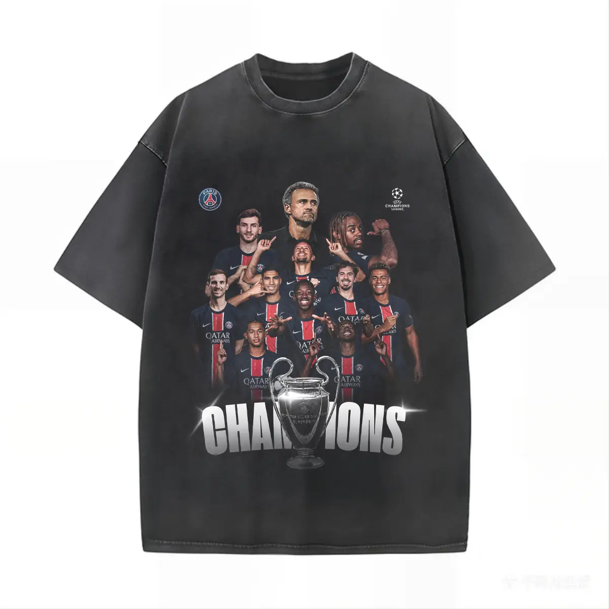 PSG Champions League Victory Printed Unisex Washed T-Shirt