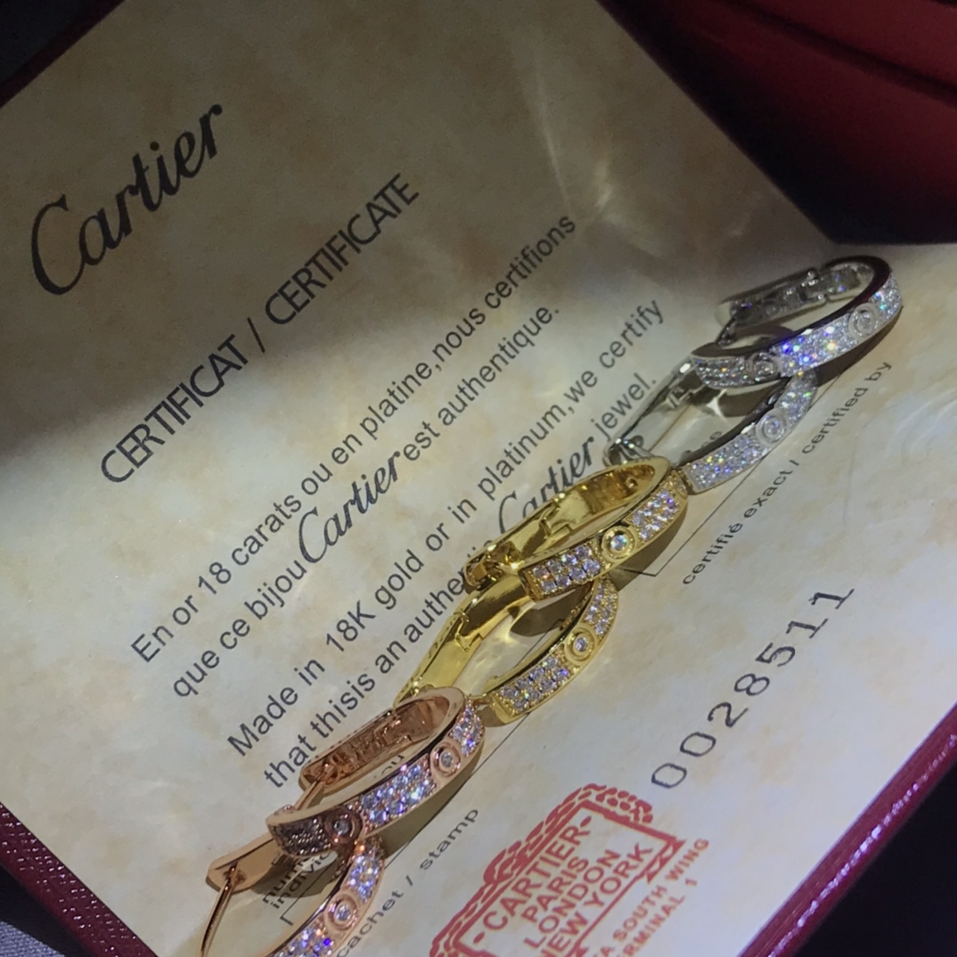 Cartier LEVE Full Paved Diamond Hoop Earrings - Original Replica Club