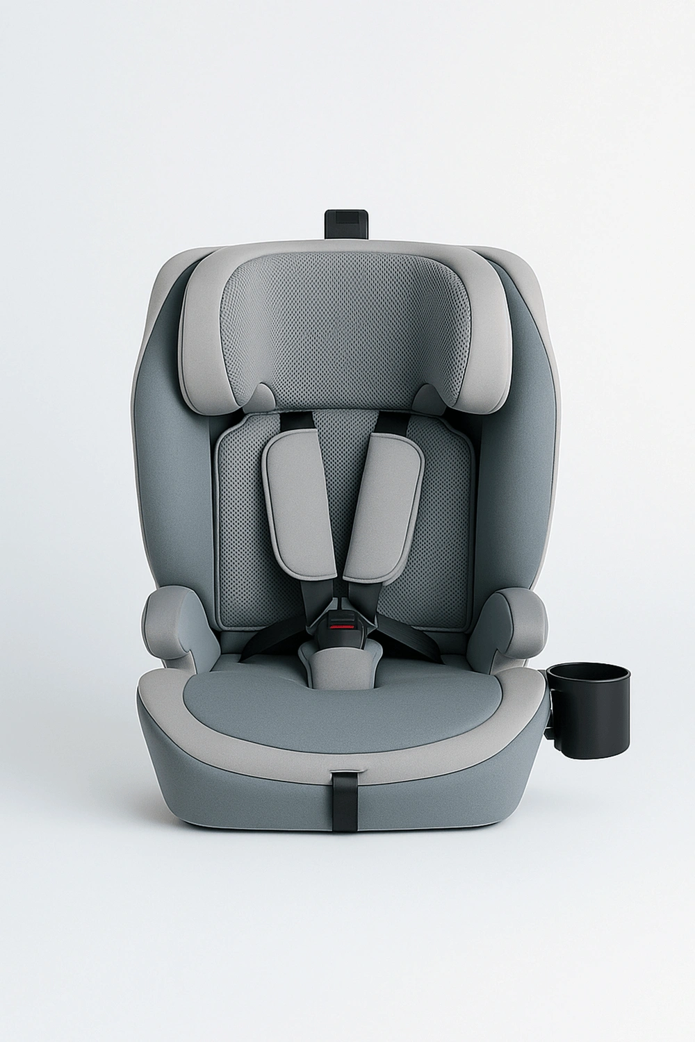 Silla de coche con respaldo ajustable en 4 posiciones y reposacabezas ajustable en 6 alturas, hasta 36 kg, arnés de 5 puntos y protección lateral, con portavasos, Asientos de coche, gris azulado, 3-12 años