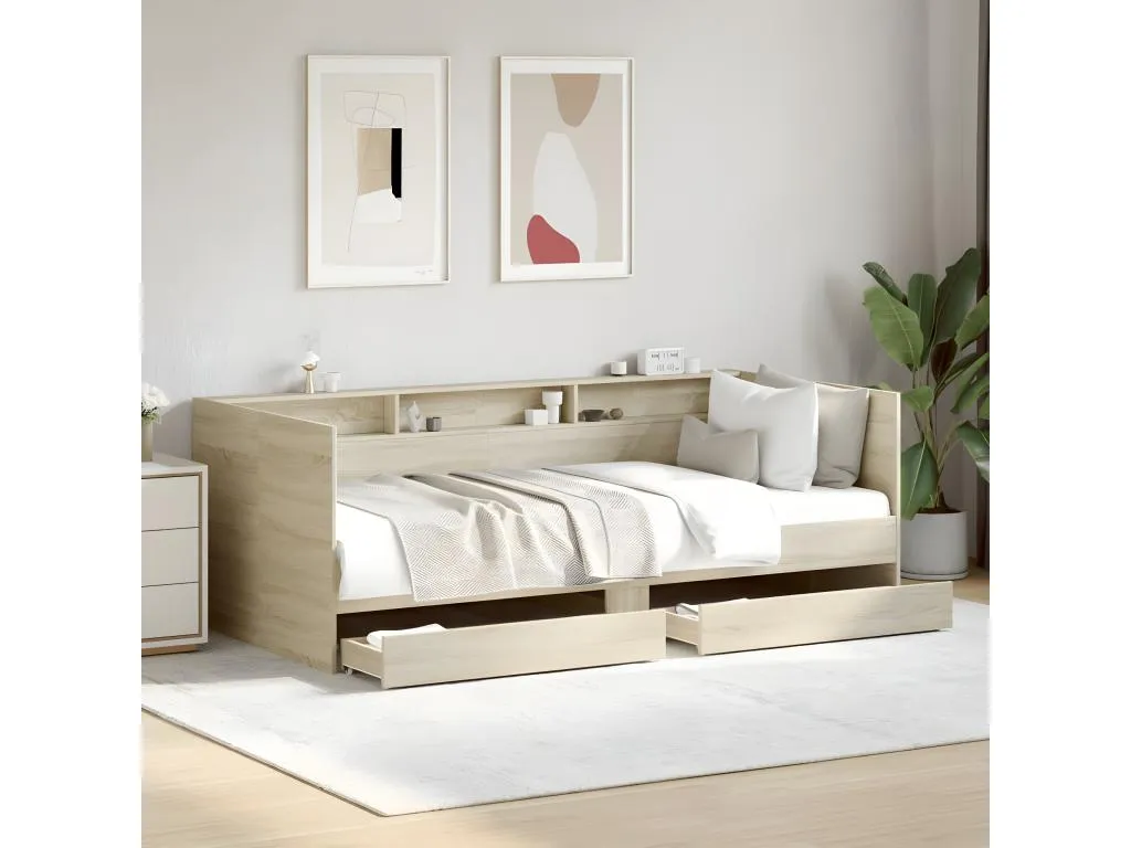 Sofá cama con cajones sin colchón Hogarmini 90x190 cm jzvg33005