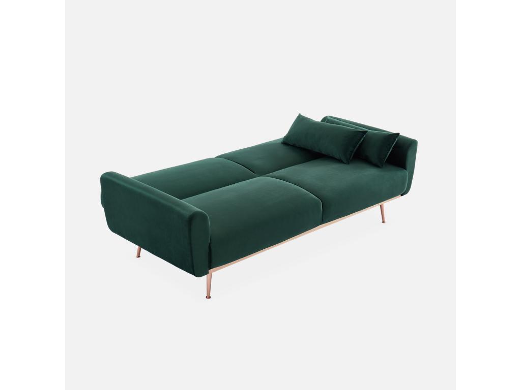 Sofá cama de terciopelo de 2 a 3 plazas verde