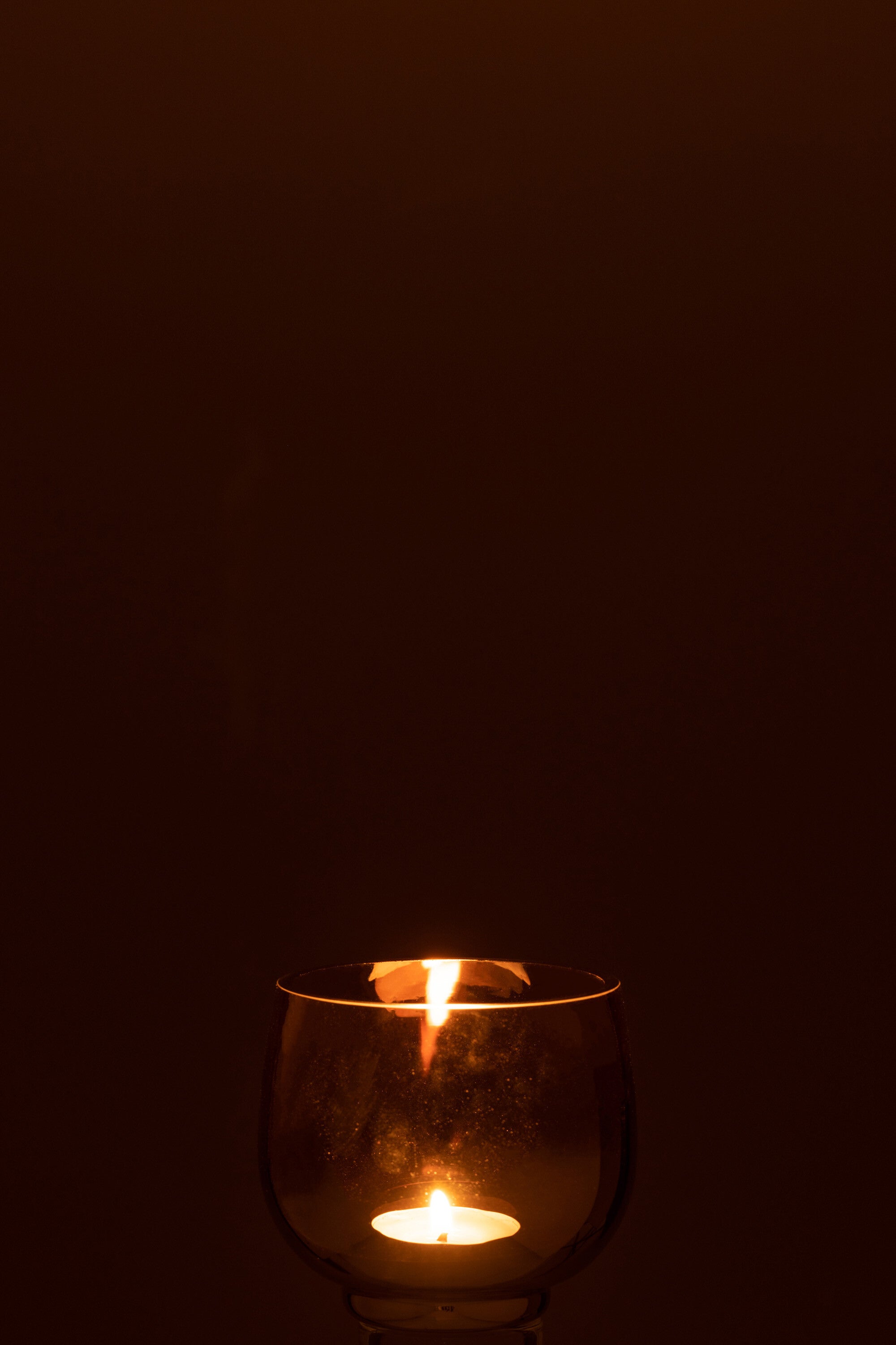 J-Line theelichthouder Rond - glas - geel zilver - small