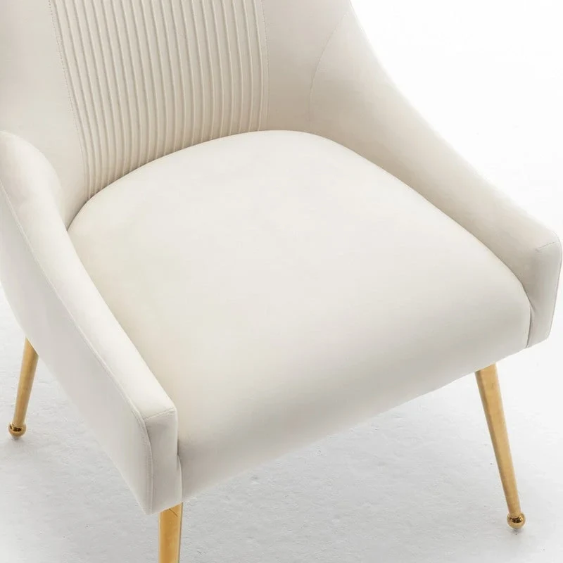 SEYNAR Set of 4 Modern Glam Boucle Velvet Dining or Vanity Chairs with Rear Handle