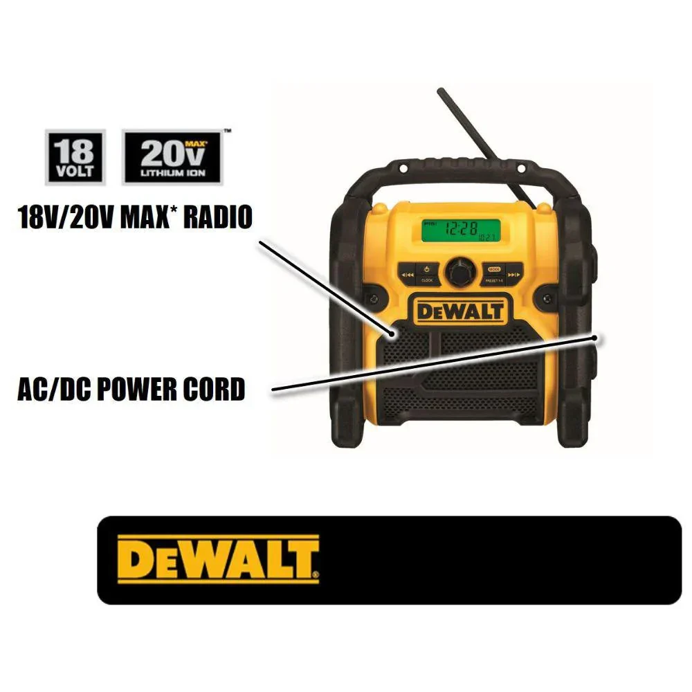 20-Volt Max Compact Corded/Cordless Worksite Radio - Image 2 20-Volt Max Compact Corded/Cordless Worksite Radio - Image 2