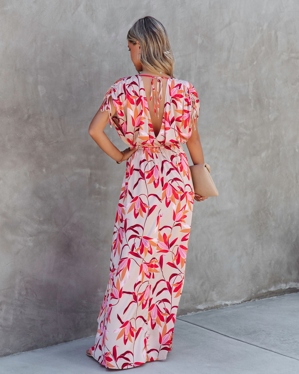 Callie Satin Floral Print Maxi Dress - SALE - Se7enfashion