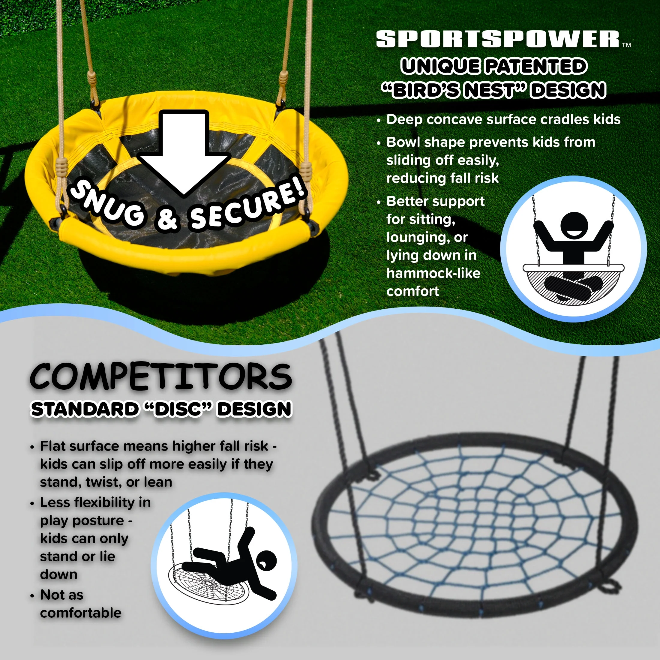 Sportspower Amelia Wooden Swing Set with 2-Person Saucer Swing, 6' Blow Molded Slide, Swing, Play Fort, Heavy Duty Double A-Frame, Lifetime Warranty on Slide - Image 4