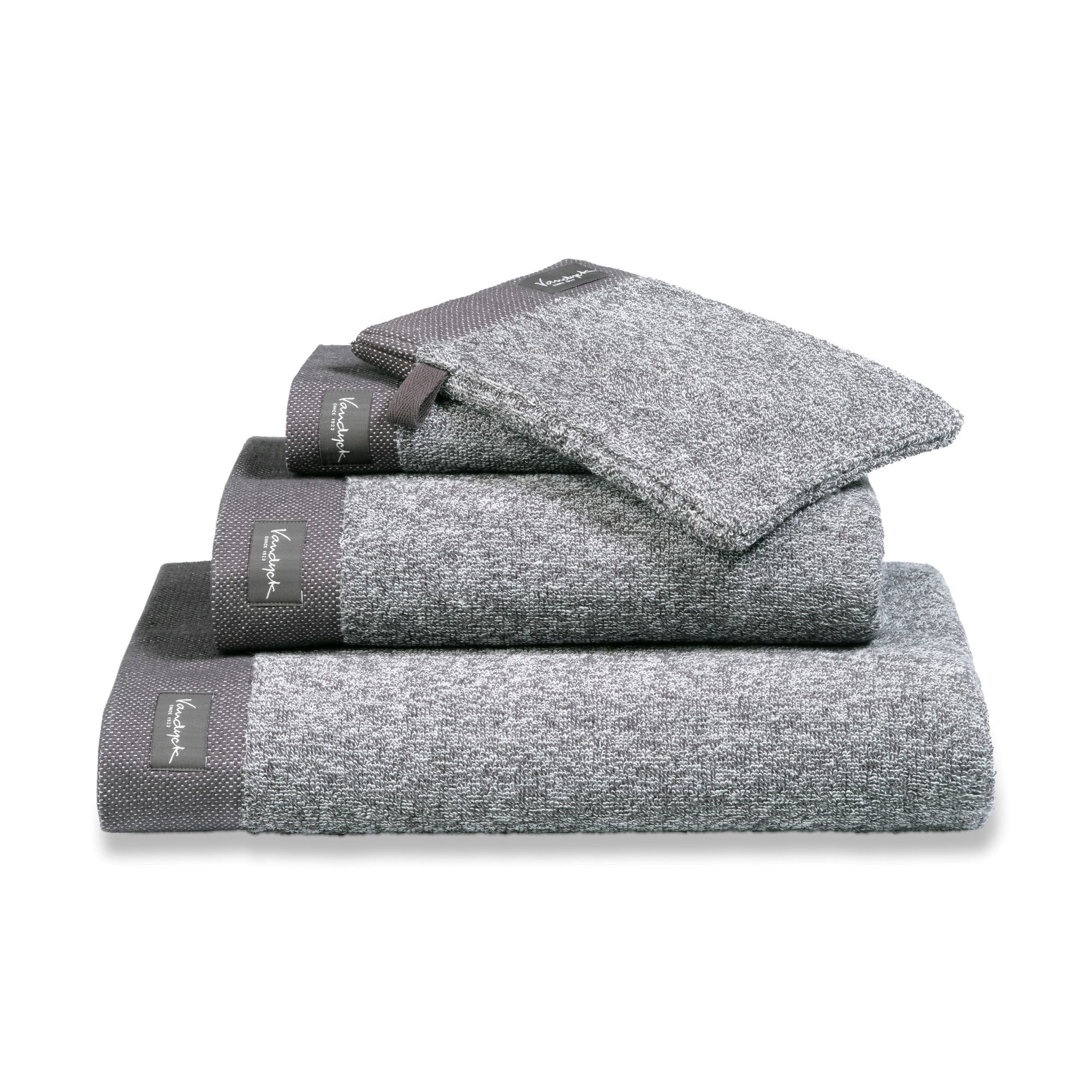 Washand Home Mouliné Off Black   Zwart   Grijs   Katoen