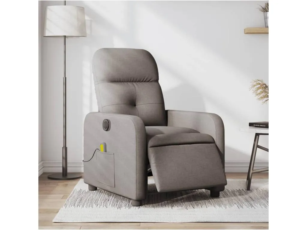 Sillón reclinable de masaje eléctrico tela gris taupe